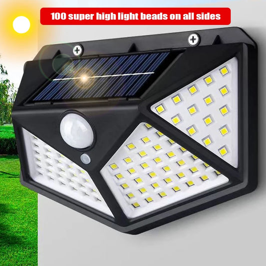 Lámpara Solar de pared LED de 1 a 12 Uds., 100, 4 lados luminosos con Sensor de movimiento, luz de pared impermeable para jardín y patio al aire libre 