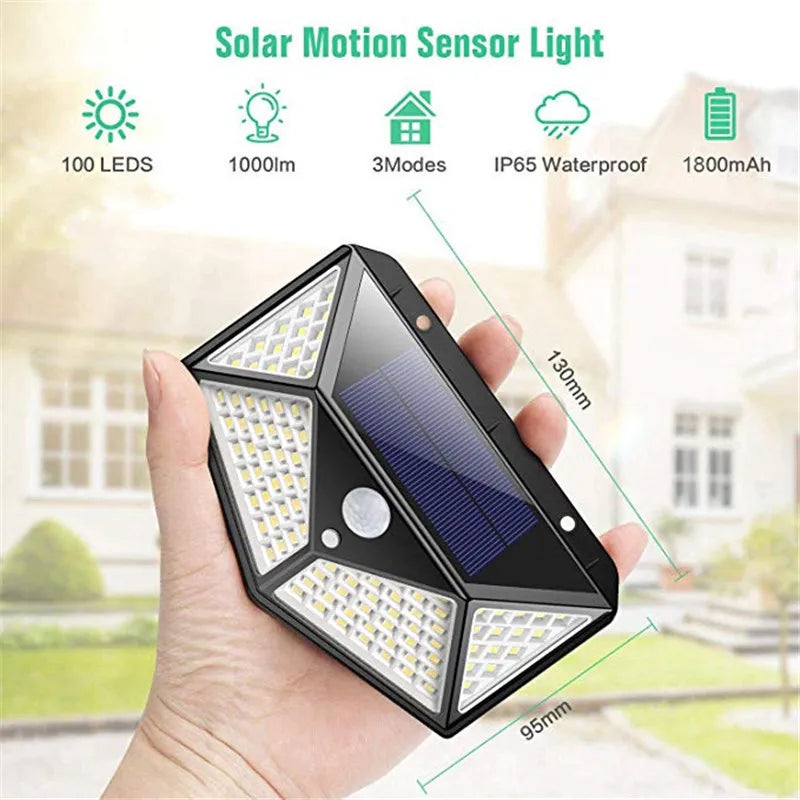 Lámpara Solar de pared LED de 1 a 12 Uds., 100, 4 lados luminosos con Sensor de movimiento, luz de pared impermeable para jardín y patio al aire libre 