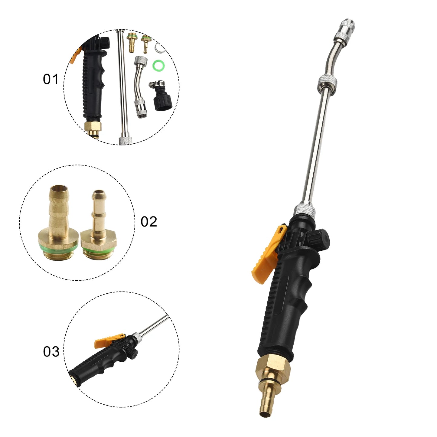 1/4" 3/8" Sprayer Wand High Pressure Water Gun Metal Water Gun Jet Garden Hose Nozzle Sprayer Watering Spray Sprinkler