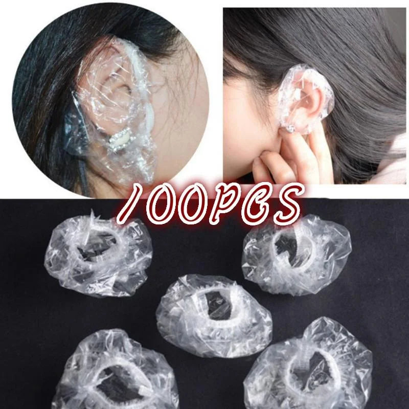 Orejeras desechables para peluquería, cubierta transparente para la oreja, protección para la oreja, tinte para el cabello, gorro protector, herramienta de estilismo, 100 Uds. 