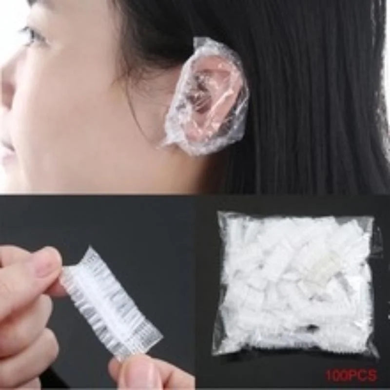 Orejeras desechables para peluquería, cubierta transparente para la oreja, protección para la oreja, tinte para el cabello, gorro protector, herramienta de estilismo, 100 Uds. 