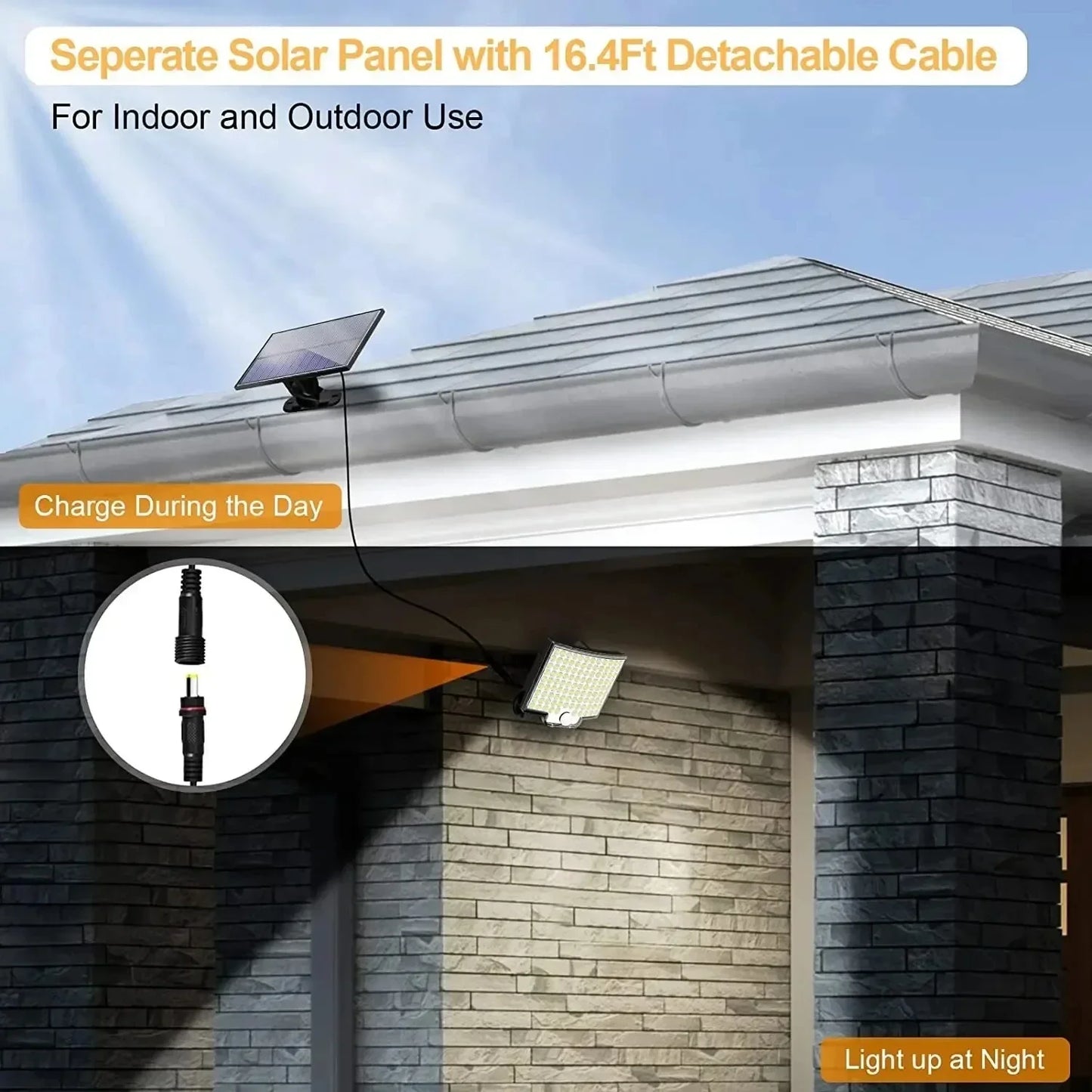 106LED Sensor de movimiento Luz Solar jardín al aire libre IP65 impermeable 3 modos lámparas de pared Patio garaje decoración de Patio lámpara de calle 