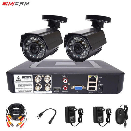 Sistema de cámaras de seguridad 1080P 720P AHD Kit de videovigilancia 2MP/1MP Metal 2 uds cámara 4CH DVR cámara CCTV de visión nocturna impermeable 