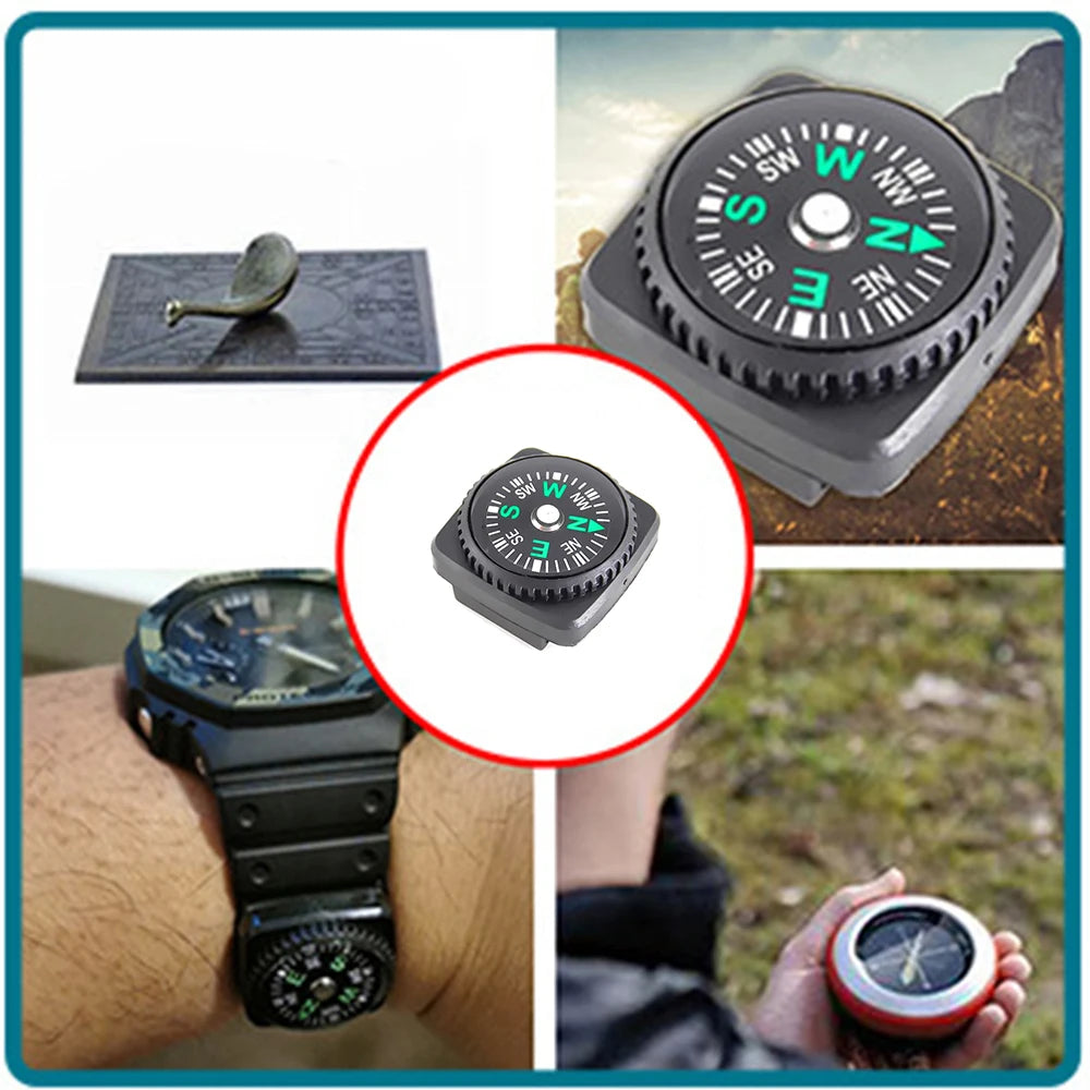 10pcs/lot Mini Wristband Compass Portable Detachable Compass Outdoor Camping Hiking Travel Emergency Survival Navigation Tool