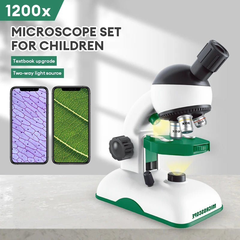 1200X chico experimento de ciencia HD microscopio óptico Kit de juguete educativo científico Experimental con luz niños STEM juguete para regalo 