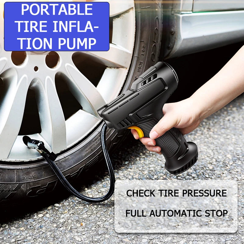 120W Handheld Air Compressor Wireless/Wired Inflatable Pump Portable Air Pump Tire Inflator Digital for Car Bicycle Balls