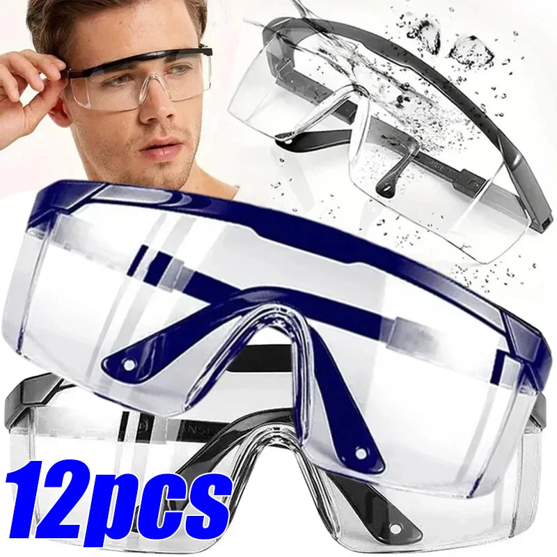 12 Uds. Gafas de seguridad antisalpicaduras para el trabajo, gafas protectoras para los ojos, gafas de laboratorio, gafas protectoras industriales a prueba de viento y polvo, gafas para ciclismo 