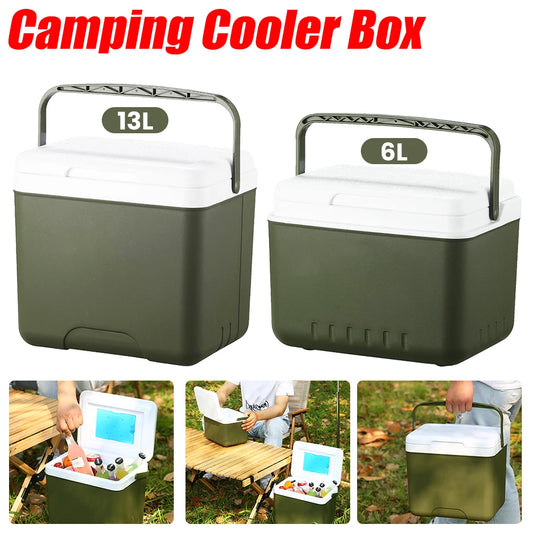 Nevera portátil de 13/6L para acampada, incubadora de gran capacidad para coche, cubo de hielo, preservación del calor, equipo para acampar y barbacoa 