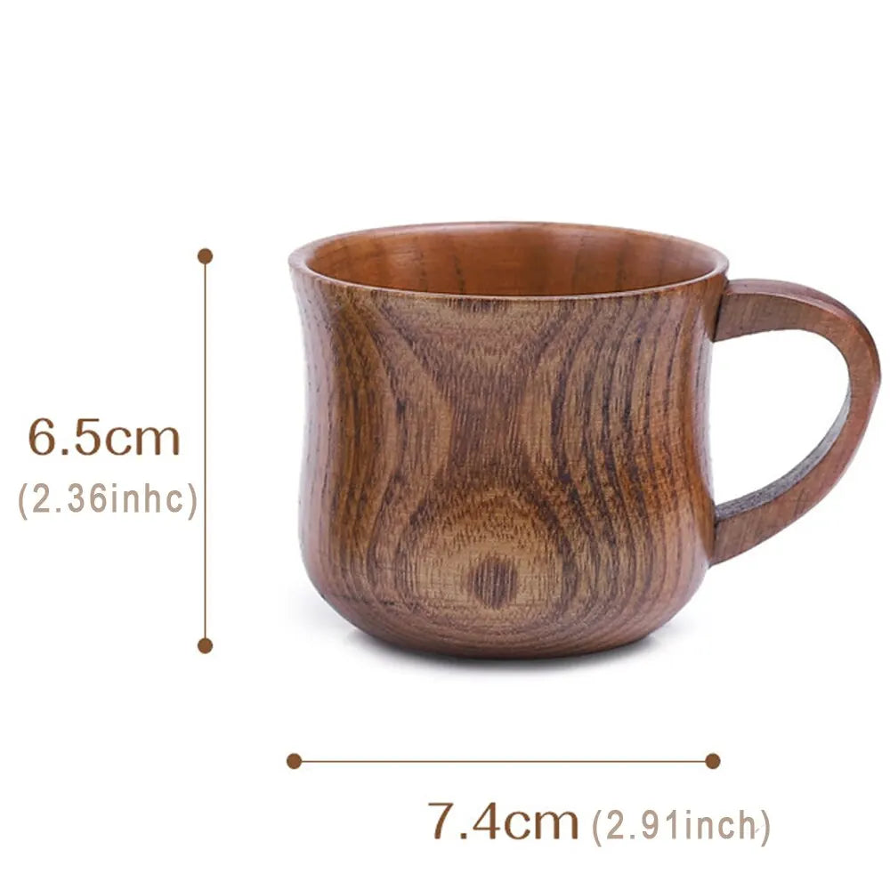 Taza de madera de 130ml, taza de madera maciza con mango, azufaifo agrio, taza de té de agua de madera maciza, taza de trompeta para cocina y sala de estar 