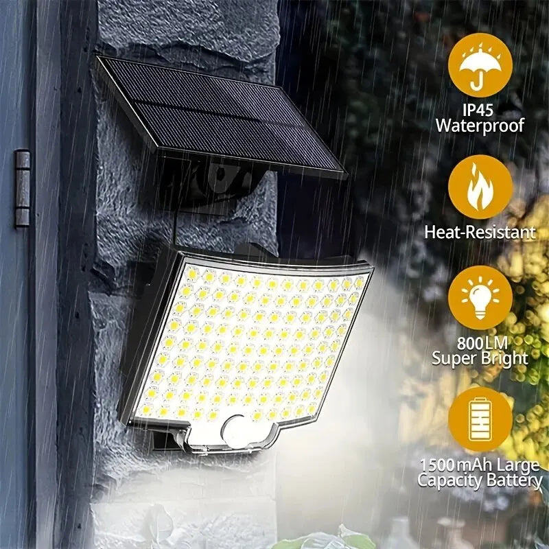 Luz Solar dividida de 106LED para exteriores, resistente al agua con Sensor de movimiento, reflector, Control remoto, 3 modos para Patio, garaje, Patio trasero, 1 ud. 