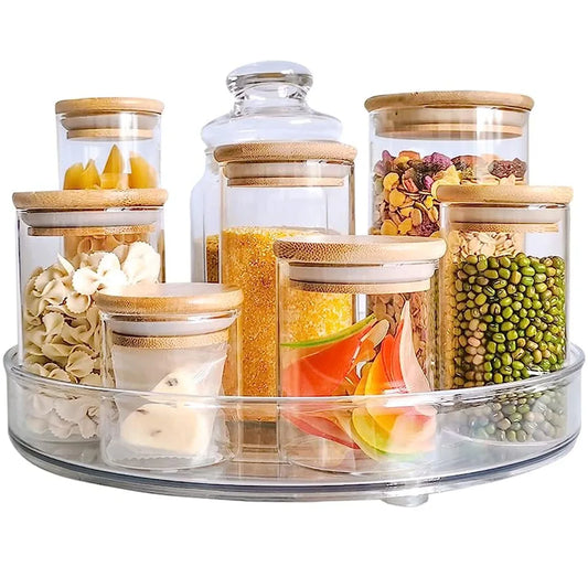 1PCS 9 Inch Lazy Susan Spice Rack Organizer, 360 Degree Rotating Round Lazy Susan Turntable for Cabinet, Clear