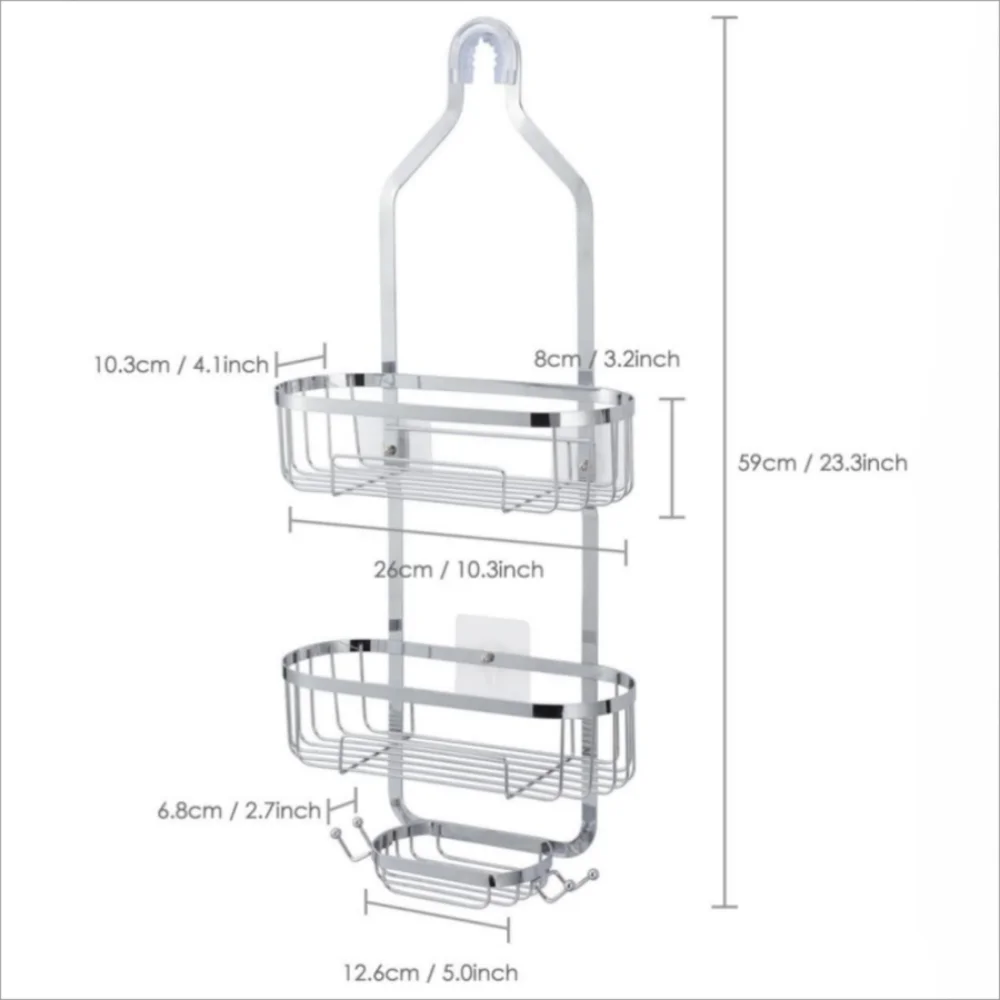 1 件浴室悬挂式淋浴收纳架，头顶淋浴架篮防摆动，可拆卸浴室壁挂式淋浴架