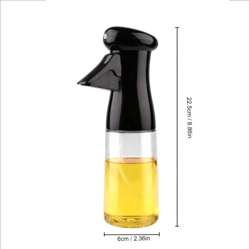 Botella de aceite de cocina transparente, pulverizador de aceite de oliva para Fitness, dispensador de aceite en aerosol para barbacoa, color negro, 1 ud. 