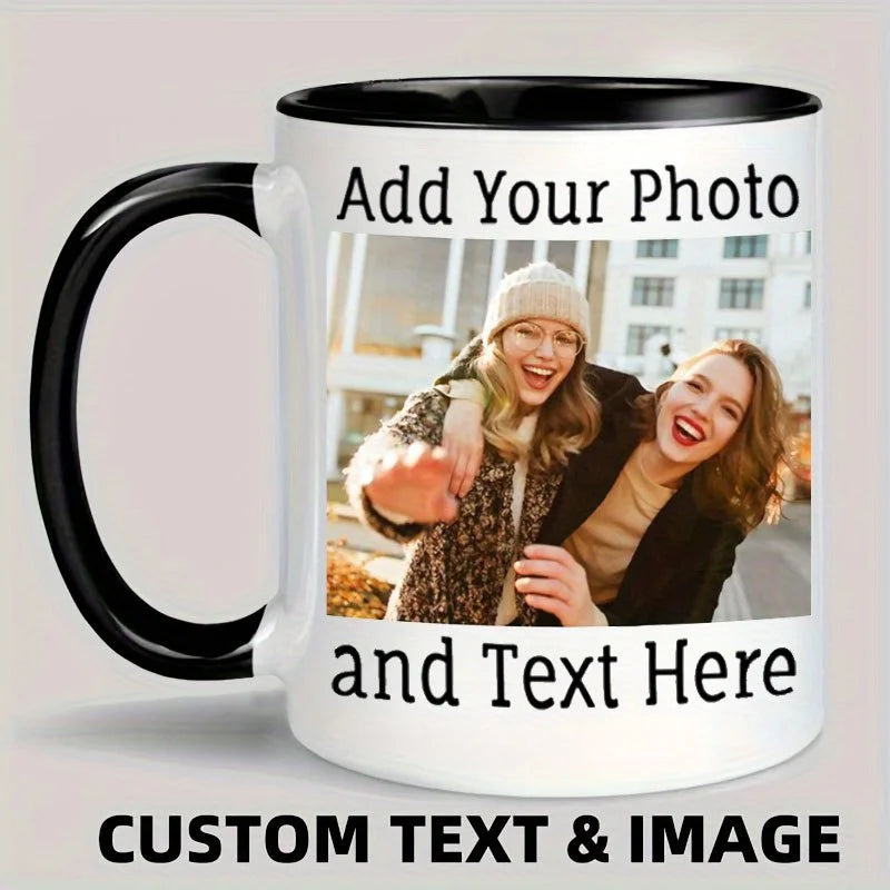 1 taza de café con foto personalizada, 11 oz. Taza personalizada con imagen, texto y nombre: regalos para novio, novia y mejor amigo 