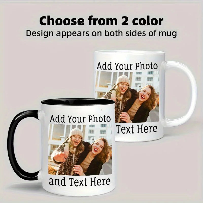 1 taza de café con foto personalizada, 11 oz. Taza personalizada con imagen, texto y nombre: regalos para novio, novia y mejor amigo 