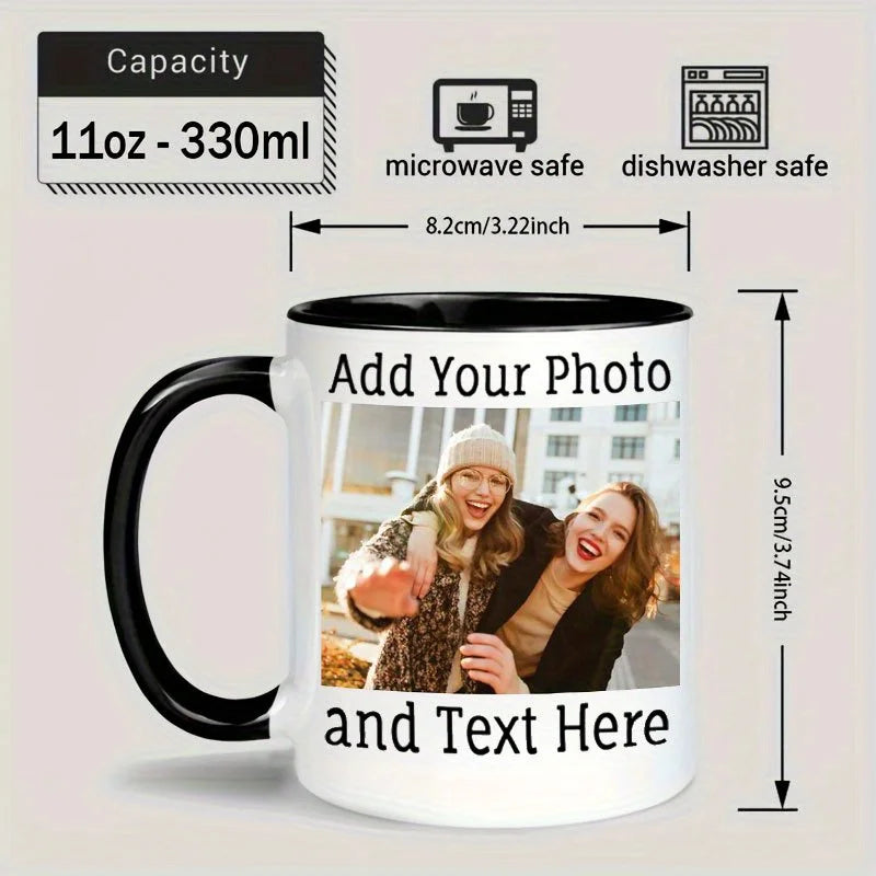 1 taza de café con foto personalizada, 11 oz. Taza personalizada con imagen, texto y nombre: regalos para novio, novia y mejor amigo 