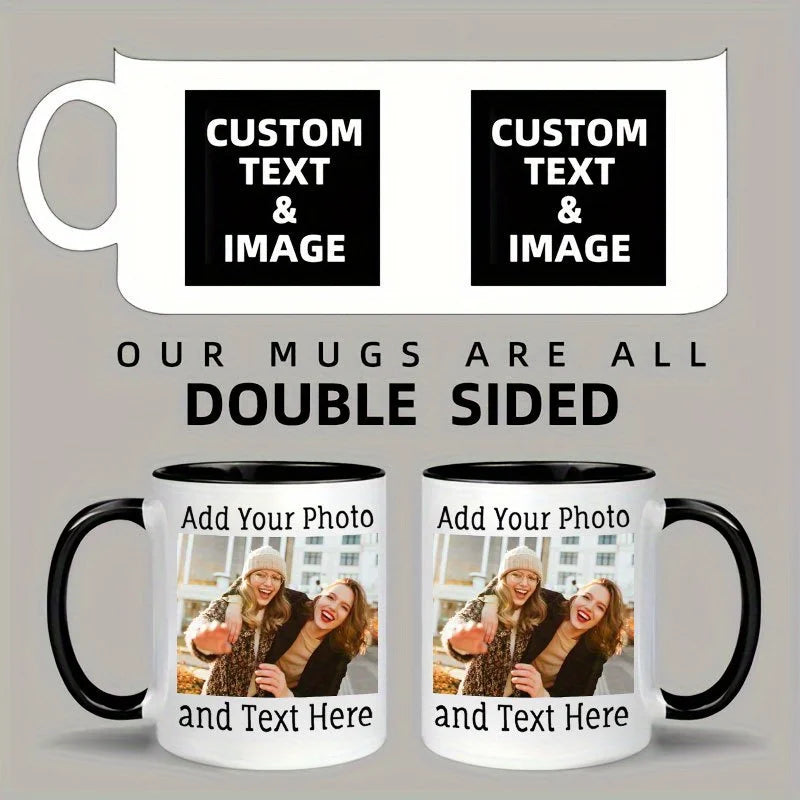 1 taza de café con foto personalizada, 11 oz. Taza personalizada con imagen, texto y nombre: regalos para novio, novia y mejor amigo 