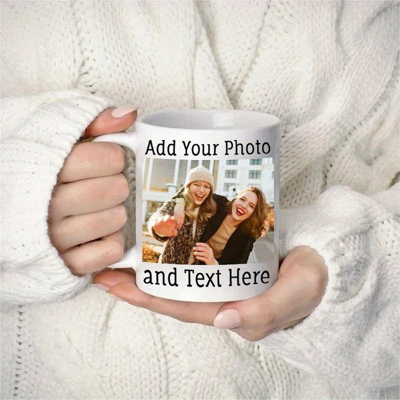 1 taza de café con foto personalizada, 11 oz. Taza personalizada con imagen, texto y nombre: regalos para novio, novia y mejor amigo 