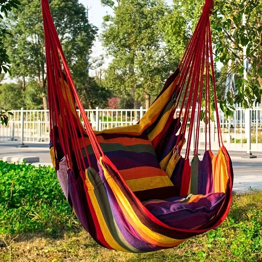 1pc Folding Hammock, Anti Rollover And Anti Slip，Outdoor Hammock Chair, Canvas Leisure Swing Chair, No Pillow Or Cushion,