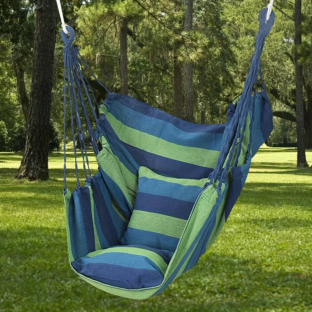 1pc Folding Hammock, Anti Rollover And Anti Slip，Outdoor Hammock Chair, Canvas Leisure Swing Chair, No Pillow Or Cushion,