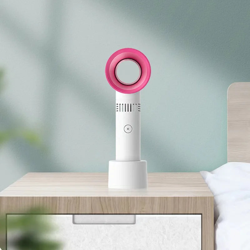 1pc USB Rechargeable Bladeless Handheld Fan - Portable Mini Desk Fan With 3 Speeds For Travel, Camping, Office and Bedroom use