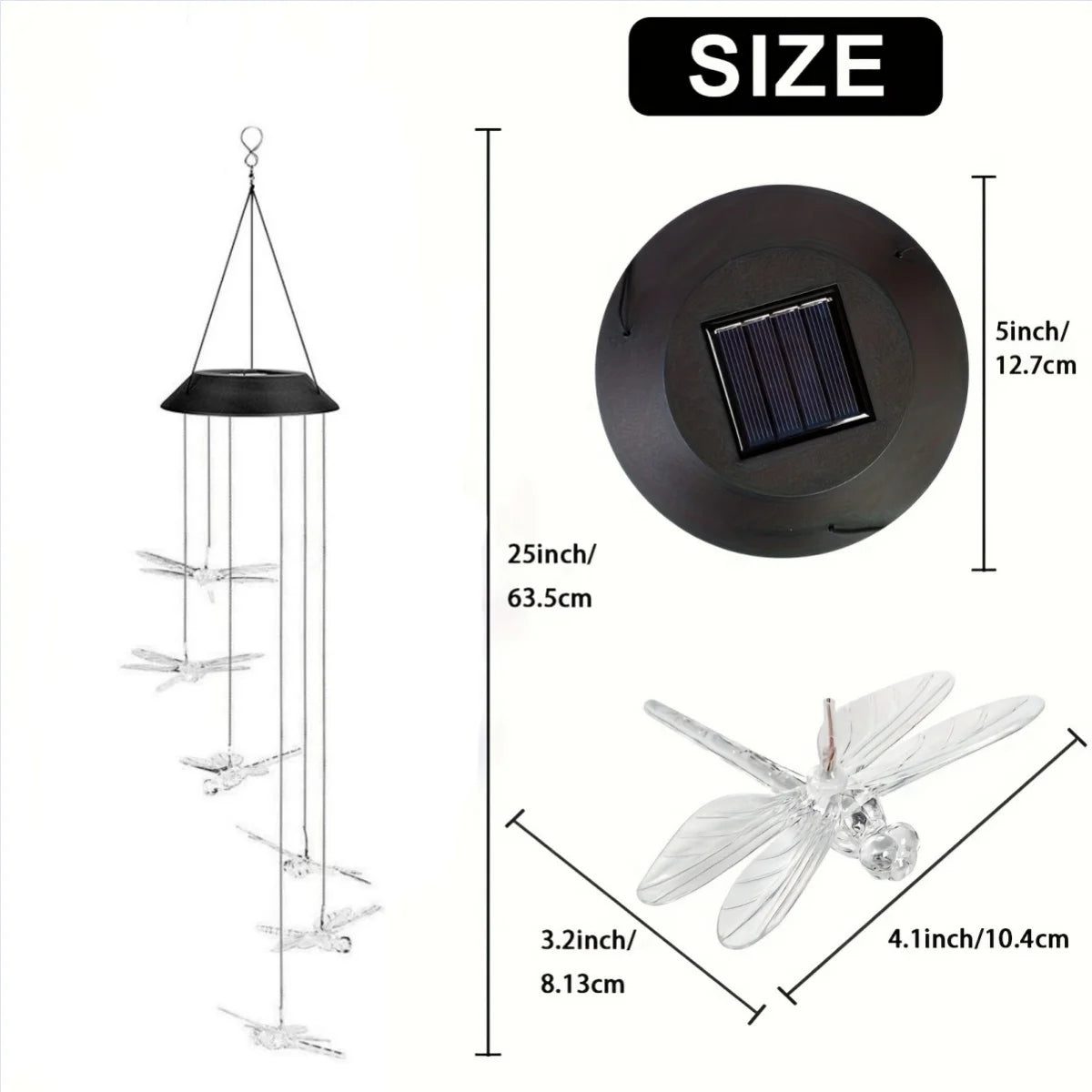 1pc Wind Chimes Outdoor, Solar Wind Chimes Dragonfly Gifts For Women Mom Grandma Sister Birthday Gift, Solar Powered Lights