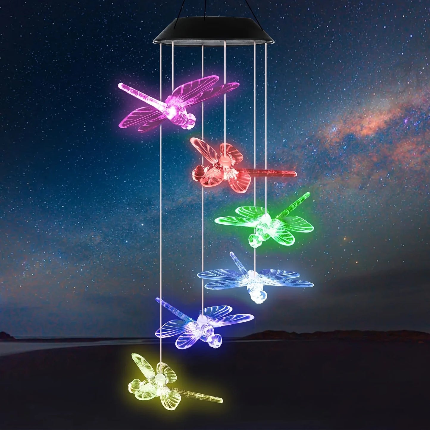 1pc Wind Chimes Outdoor, Solar Wind Chimes Dragonfly Gifts For Women Mom Grandma Sister Birthday Gift, Solar Powered Lights