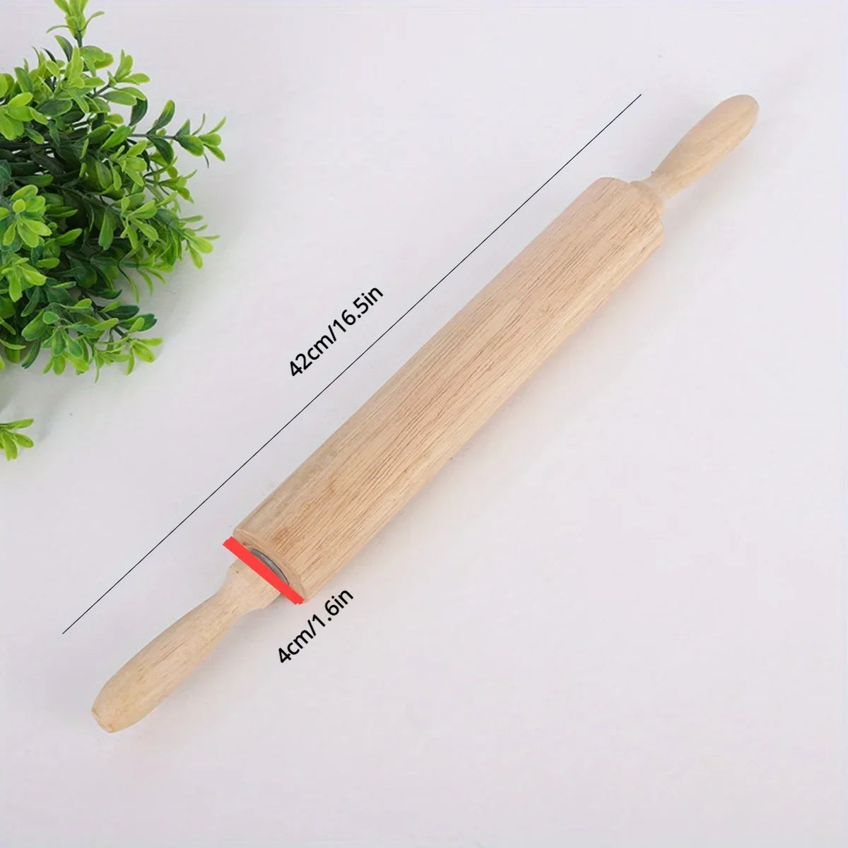 Rodillo de madera de 42cm de largo para cocina, rodillo para masa, 1 ud. 