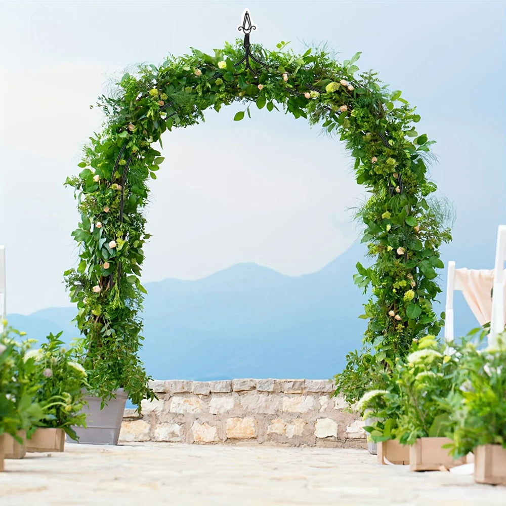 1 Uds. Arco de Metal para jardín, árbol de rosas, marco de planta trepadora, globos, arco para fiesta de cumpleaños y boda, soporte para decoración de patio y césped