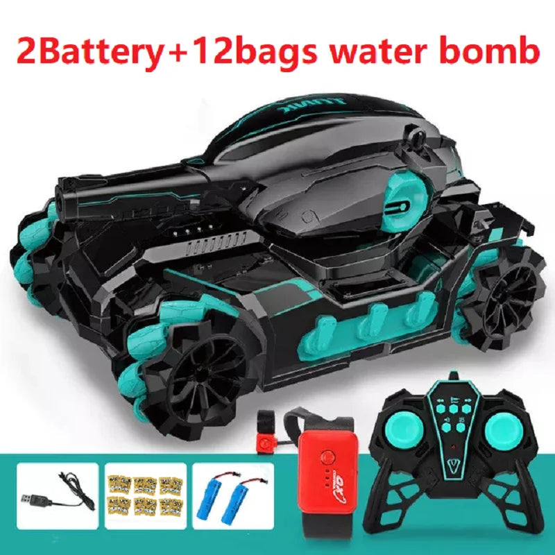 2,4G bomba de agua RC tanque RC coche luz música dispara juguetes para niños vehículo rastreado Control remoto tanques de guerra tanques de radiocontrol 