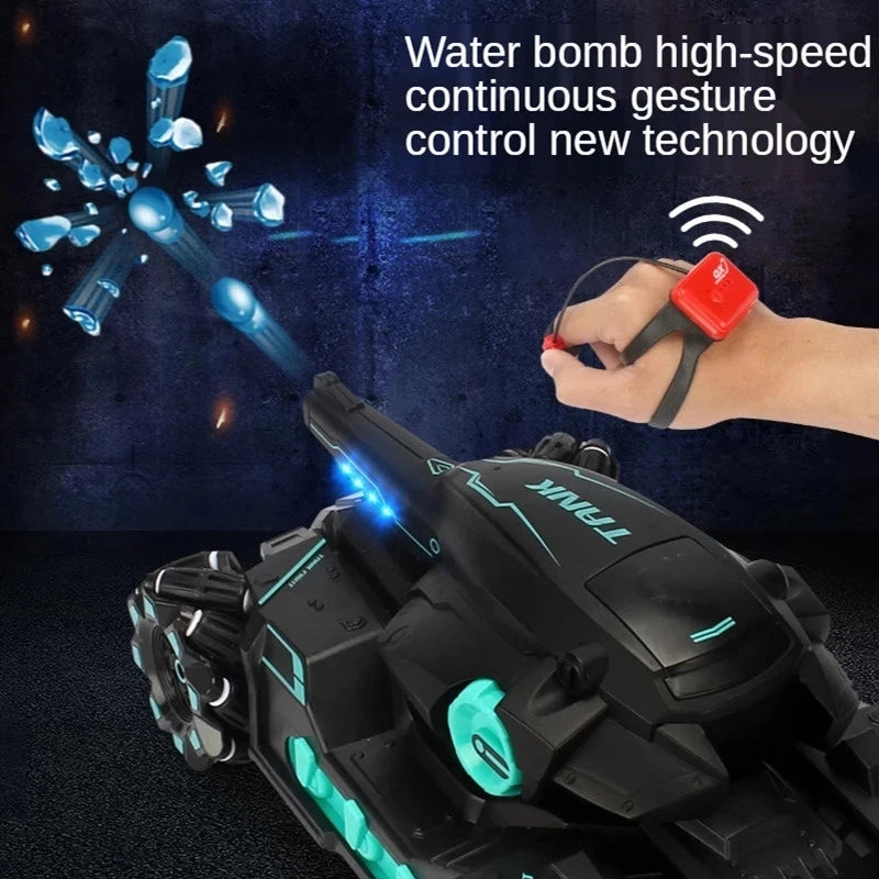 2,4G bomba de agua RC tanque RC coche luz música dispara juguetes para niños vehículo rastreado Control remoto tanques de guerra tanques de radiocontrol 