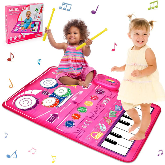 Tapete Musical de Piano 2 en 1 para niños, instrumento Musical Montessori, juguetes educativos, teclado de Piano y tambor de Jazz, música, regalos de juego táctil