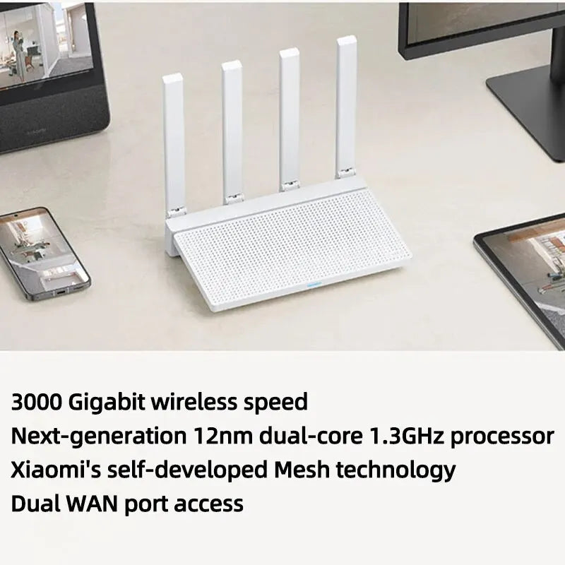 2023 nuevo enrutador Original Xiaomi AX3000T 2,4 GHz 5GHz 1,3 GHz CPU 2X2 160MHz WAN LAN LED conexión NFC para juegos de oficina en casa Mi 