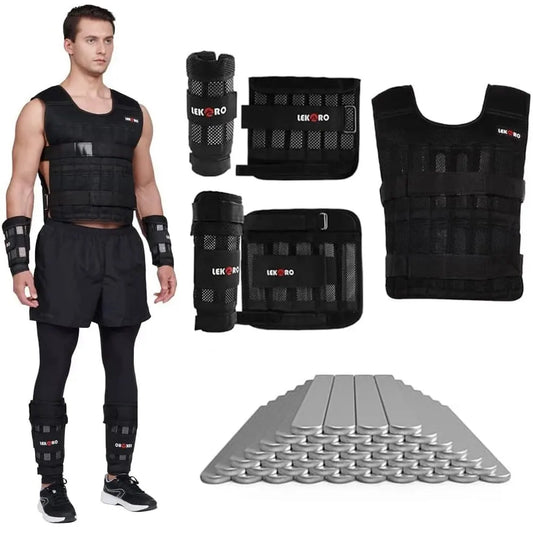 Traje de entrenamiento con pesas ajustable, 20kg, bolsa vacía, chaleco para correr, entrenamiento de fuerza de manos y pies, ropa de entrenamiento físico 