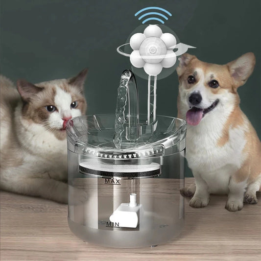 Fuente de agua inteligente para gatos de 2L con grifo, dispensador de agua para perros, bebedero transparente, filtros para beber para mascotas, alimentador, Sensor de movimiento 