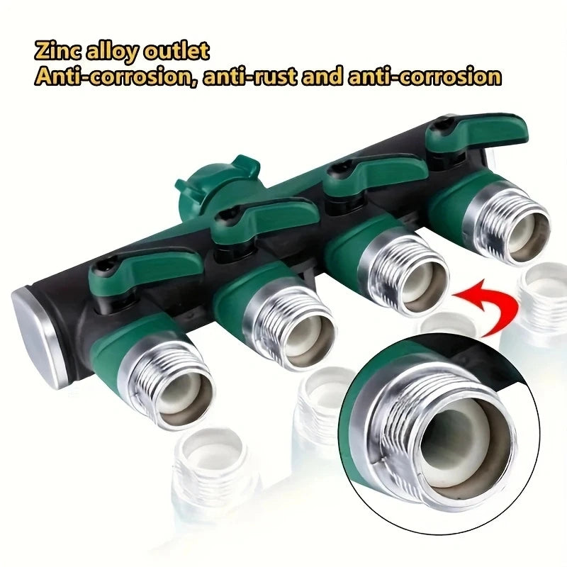 3/4" 4 Way 2 Way Hose Connector Splitter Garden Water Splitter Faucet Adapter Hose Shut Off Valve for Home Garden