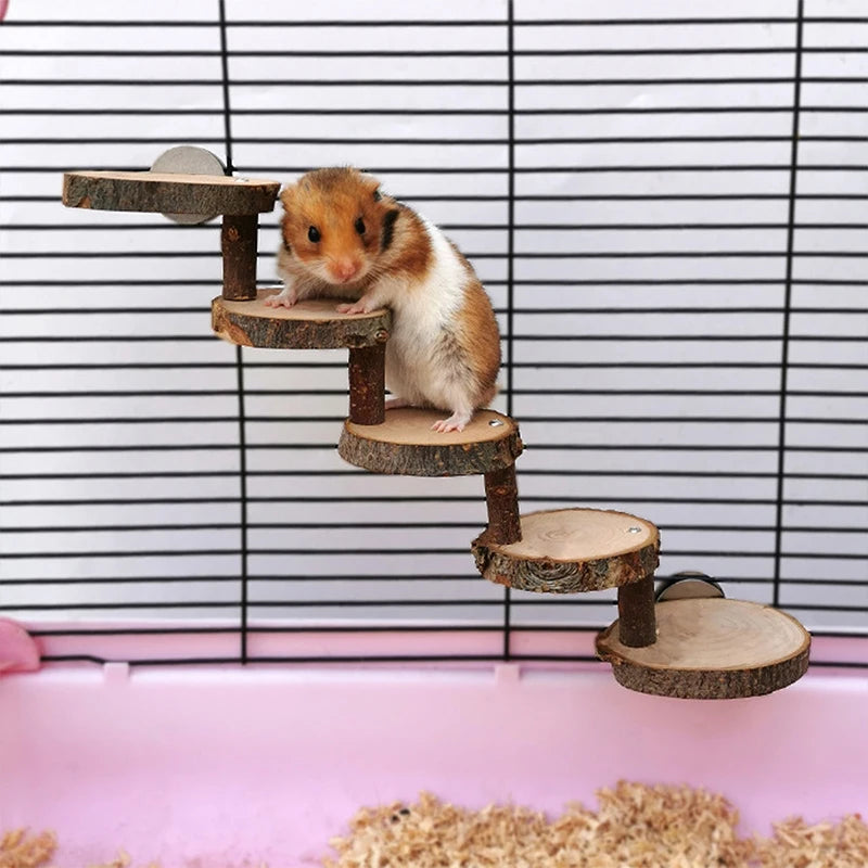 3/5 Layers Parrot Cage Accessories Hamster Wooden Ladder Toy Pets Climbing Stairs Bird Supplies Perches Stand Juguete Loro