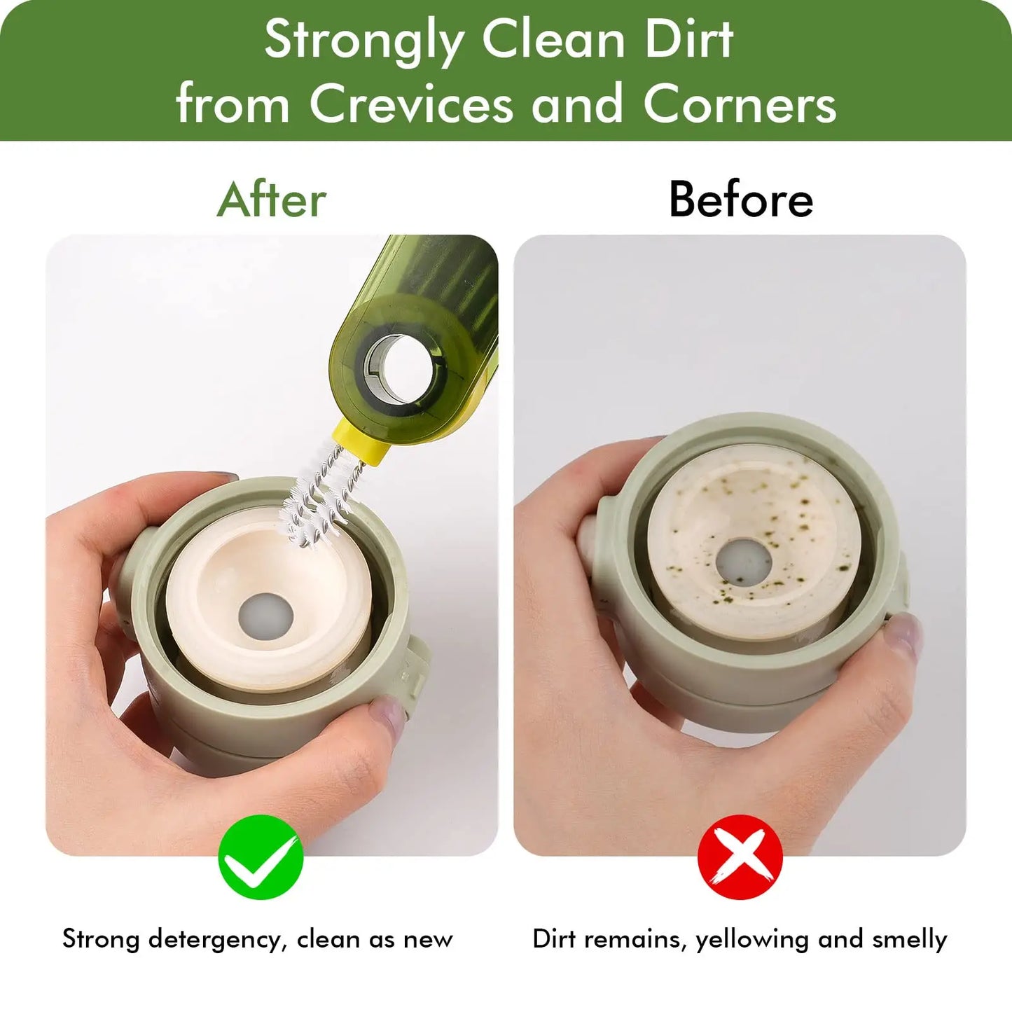 3-in-1 Cleaning Brush Water Bottle Lid Cleaning Brush Multi-Purpose U-Shaped Cup Crevice Cleaning Brush Silicone Cleaner