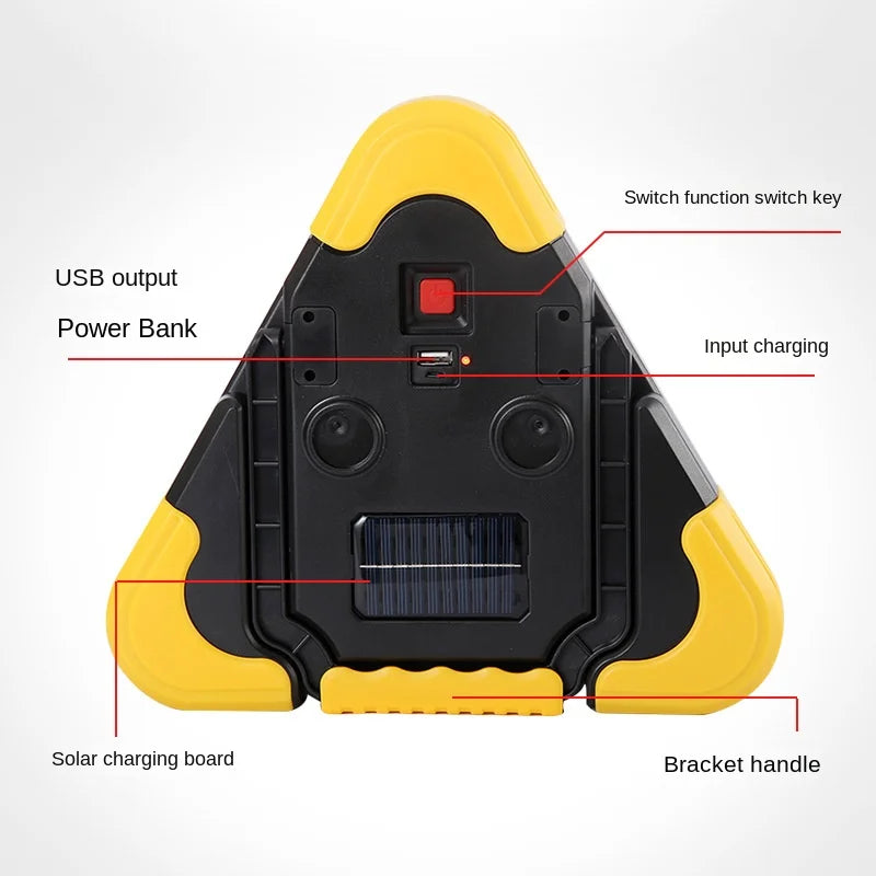 Luz de advertencia Triangular de emergencia Solar 3 en 1, lámpara de alarma de avería de emergencia de seguridad, luz Solar portátil para acampar y trabajar 