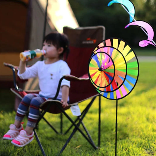 36CM Diametre Large Rainbow Windmill Wind Spinner Colourful Lawn Yard Garden Outdoor Decoration High Quality Cloth Pinwheel