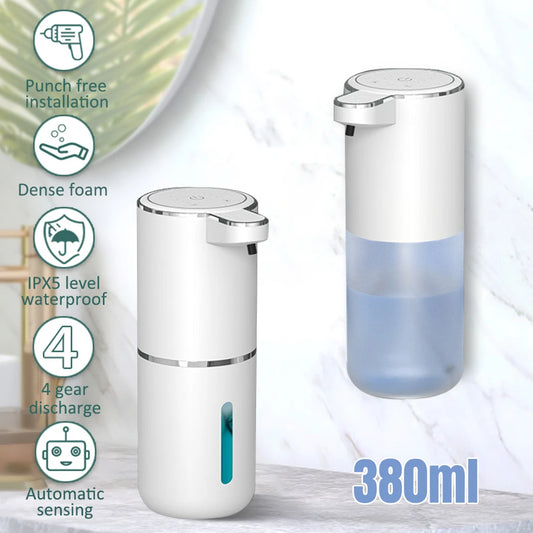 Dispensadores automáticos de jabón de espuma, máquina de espuma inteligente, dispensador de jabón líquido inductivo infrarrojo, bomba desinfectante de manos, color blanco, 380ML 