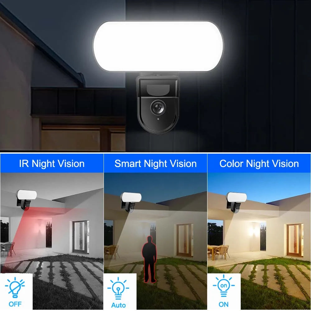 Cámara reflectora WiFi Tuya de 3MP, lámpara de pared para jardín de 10W, cámaras de seguridad para exteriores, detección PIR IP65, Sensor inteligente de luz, alarma y Audio