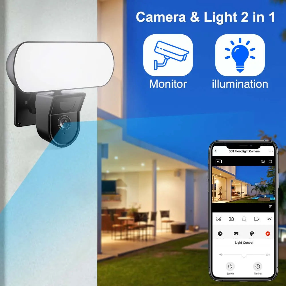 Cámara reflectora WiFi Tuya de 3MP, lámpara de pared para jardín de 10W, cámaras de seguridad para exteriores, detección PIR IP65, Sensor inteligente de luz, alarma y Audio