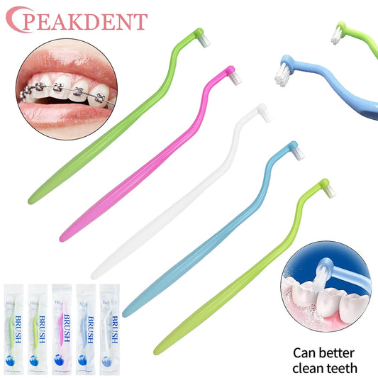 3 uds cepillo de dientes de ortodoncia cabeza pequeña Limpieza del cabello suave cepillo de dientes cepillo de dientes Interdental higiene bucal materiales de dentista 