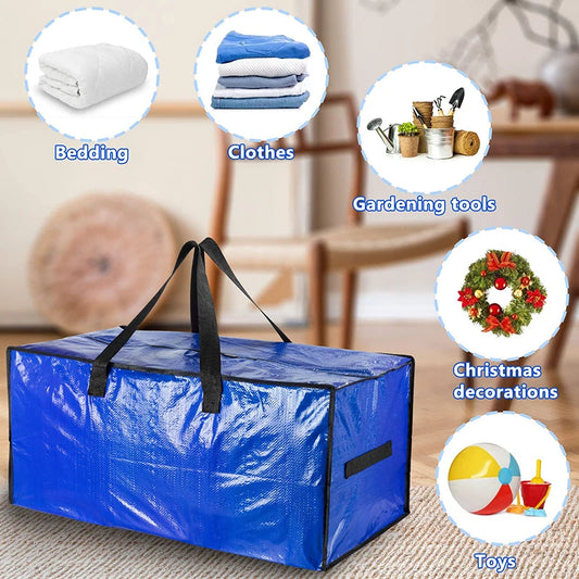 4 Uds. Cajas móviles grandes y fuertes, cajas móviles negras duraderas e impermeables, bolsas de lavandería con cremallera, bolsas de ropa de viaje para el hogar, 110L 