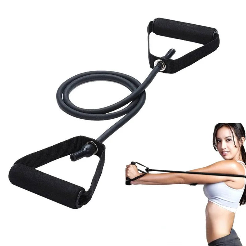 Bandas de resistencia de 5 niveles con asas, cuerda elástica para tirar de Yoga, banda de tubo para ejercicio físico para entrenamiento en casa, entrenamiento de fuerza 