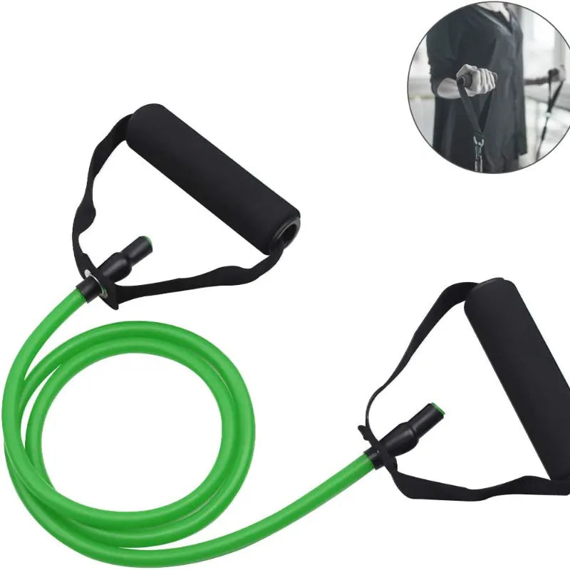 Bandas de resistencia de 5 niveles con asas, cuerda elástica para tirar de Yoga, banda de tubo para ejercicio físico para entrenamiento en casa, entrenamiento de fuerza 