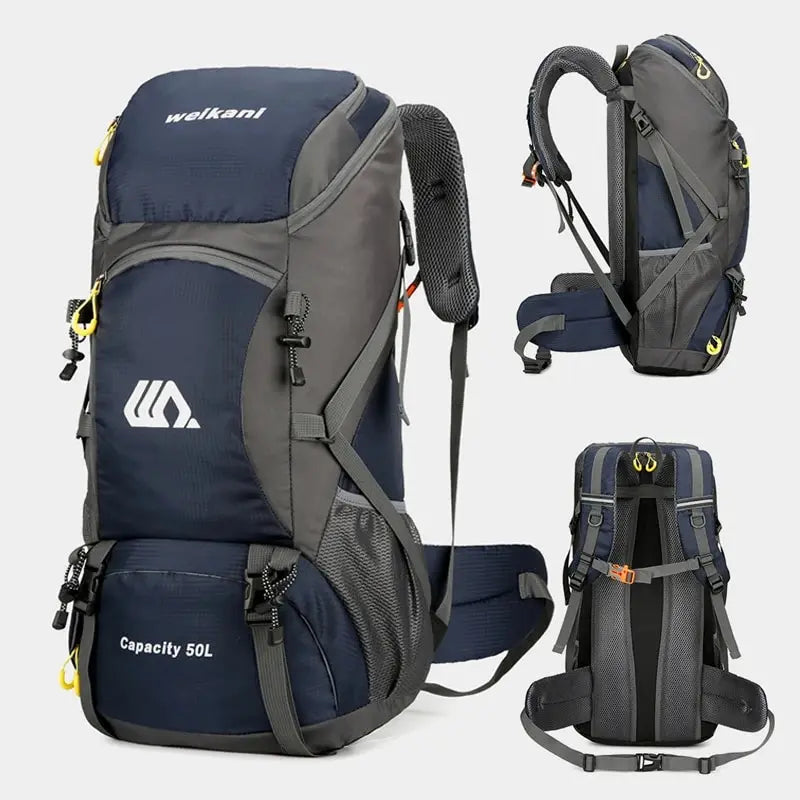 Mochila de viaje de 50L, bolsa de Camping para hombre, bolsa grande para senderismo, mochila turística, impermeable, para deportes al aire libre, escalada y montañismo 