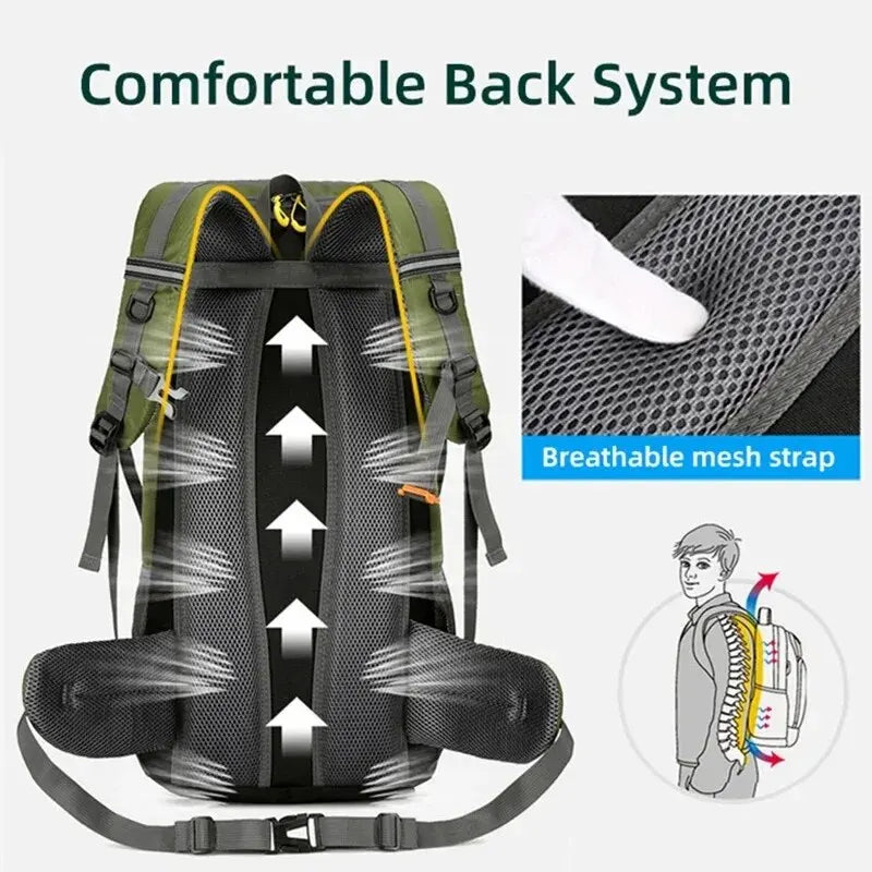 Mochila de viaje de 50L, bolsa de Camping para hombre, bolsa grande para senderismo, mochila turística, impermeable, para deportes al aire libre, escalada y montañismo 