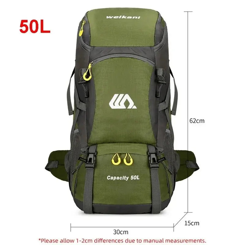 Mochila de viaje de 50L, bolsa de Camping para hombre, bolsa grande para senderismo, mochila turística, impermeable, para deportes al aire libre, escalada y montañismo 